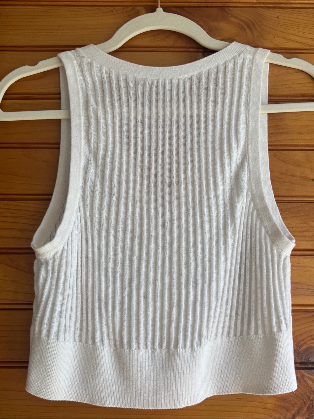 Free People Saturday Morning Crop S White Ribbed Button Front V Neck Tank - Picture 2 of 9